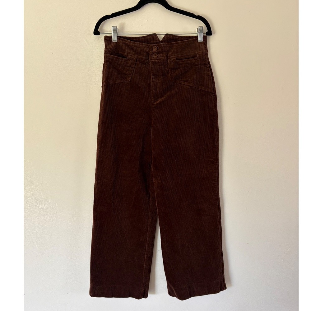 7 For All Mankind Brown Corduroy High Rise Wide Leg Cropped Pants Size 6